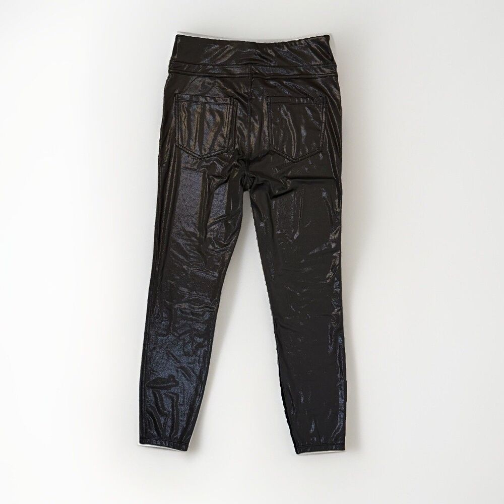 Halara Sz M Faux Leather Ankle High Waisted Pocket Work Leggings Shiny Black NEW - Picture 4 of 6